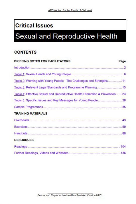 Critical Issues - Sexual and Reproductive Health